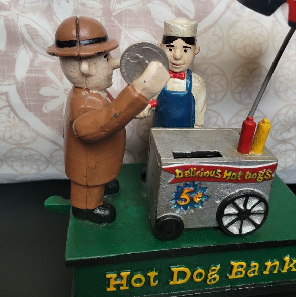 Antique Hot Dog Cart Piggy Bank by C Hawthorne Direct LLC - Picture 6 of 8